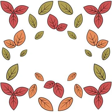 Autumn leaves. Square vector frame of leaves. Cartoon style. Illustrazione stock