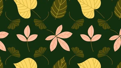 Autumn Leaves Symmetrical Seamless Pattern Vector Stockillustratie