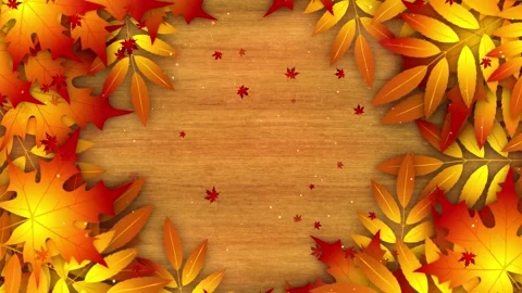 Autumn Leaves on Table Background animation Stock Footage 317910427