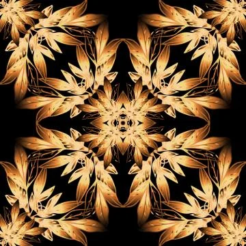 Autumn leaves vector 3d seamless pattern. Abstract ornamental fl Stock Illustration
