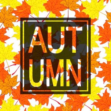 Autumn leaves vector background with black border Stock Illustration