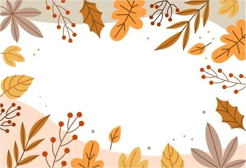 Autumn leaves vector background with fall foliage border and abstract shapes for Иллюстрация