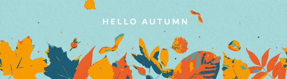 Autumn leaves vector border background. Fall leaves, rosehip berries, chestnut Stockillustratie