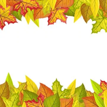 Autumn Leaves Vector Frame in Flat Design Stock Illustration