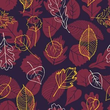 Autumn leaves -vector pattern Stock Illustration