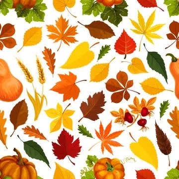 Autumn leaves vector seamless pattern Illustrazione stock