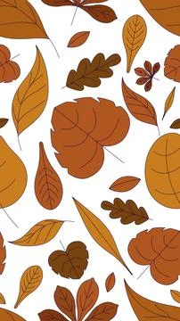 Autumn leaves vertical seamless pattern illustration Stock Illustration