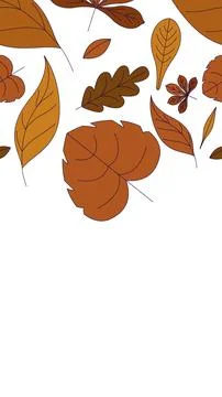 Autumn leaves vertical top frame illustration Stock Illustration