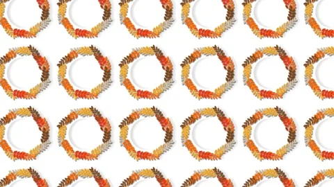 Autumn Leaves Wreath Seamless Pattern Loop Background for Thanksgiving and E Stock Footage 343876911