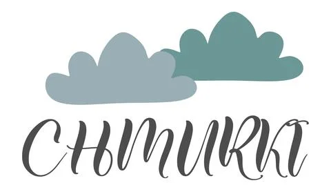 Autumn lettering with Cloud in Flat style.  Stock Illustration