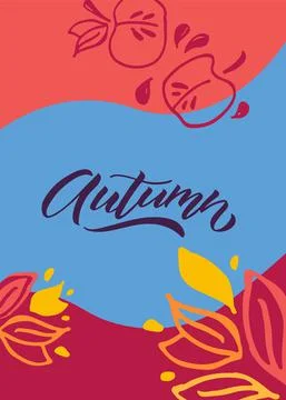 Autumn lettering typography vector illustration. Autumn icon, and badge or Stock Illustration