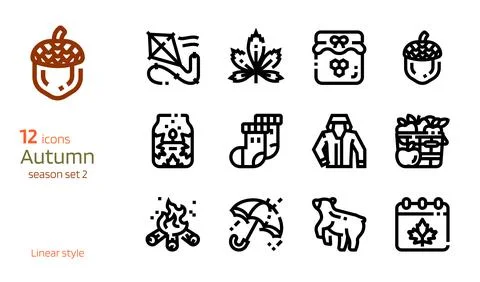 Autumn linear icon vector set Stock Illustration