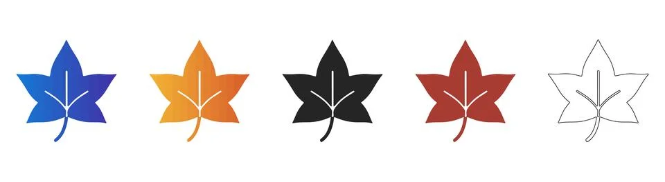 Autumn maple leaf botanical icon set Stock Illustration