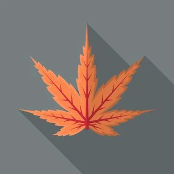 Autumn Maple Leaf Foliage Icon Symbol Vector Flat Design Stock Illustration