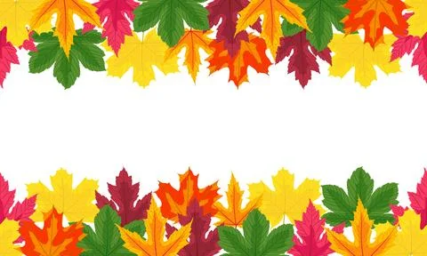 Autumn Maple Leaf Frame Horizontal Seamless Border イラスト素材