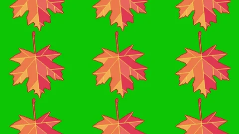 Autumn maple leaf pattern rotation animation in pixel art style. Stock Footage 310356072