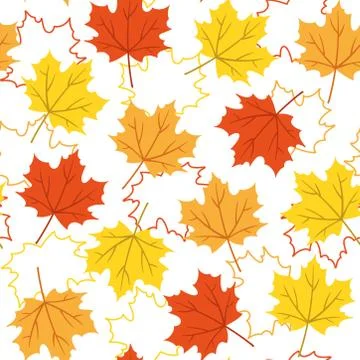 Autumn maple leaf pattern on white background Stock Illustration