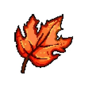 Autumn maple leaf pixel art vector illustration Stock Illustration