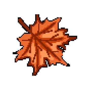 Autumn maple leaf pixel art vector illustration Stock Illustration