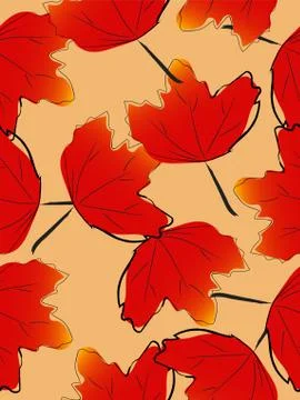 Autumn maple leaf seamless background, fall season image, vector illustration Stock Illustration