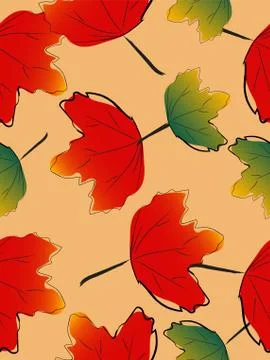 Autumn maple leaf seamless background, fall season image, vector illustration Illustrazione stock