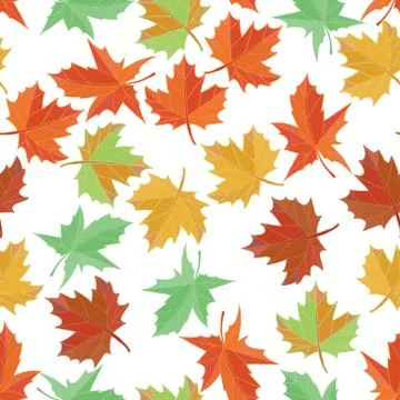 Autumn Maple leaf seamless pattern. Foliage background. Stock Illustration
