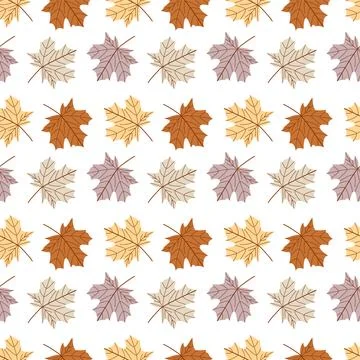 Autumn Maple Leaf Seamless Pattern with Pastel Colors and Hand Drawn Style Illustrazione stock