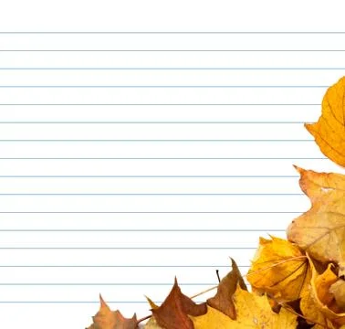 Autumn maple-leafs and notebook paper Stock Photos