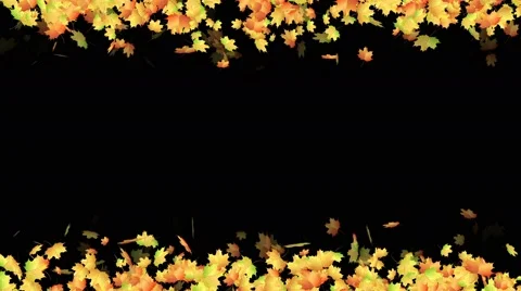Autumn maple leaves border with alpha mask Stock Footage 67309534