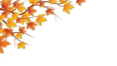 Autumn maple leaves branch frame on white background watercolor illustration. イラスト素材