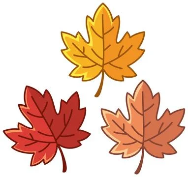 Autumn Maple Leaves Cartoon Vector Illustration Set Stock Illustration