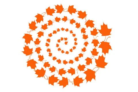 Autumn maple leaves fall and spin, isolated on white Stock Illustration