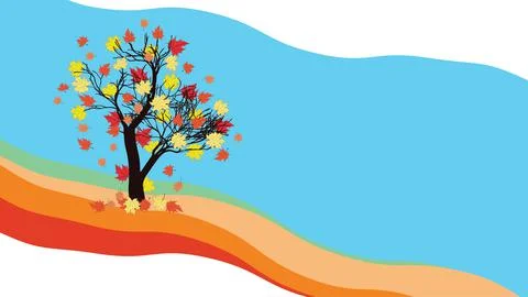 Autumn maple tree and blue sky Stock Illustration