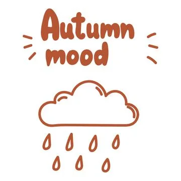 Autumn Mood Rain Cloud Doodle Stock Illustration