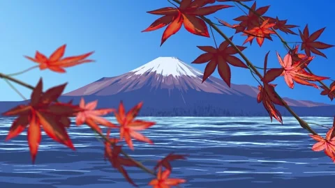 Autumn Mount Fuji Lake Loop Background Vídeos de archivo 334659747
