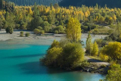 Autumn in the mountain lake Stock Photos