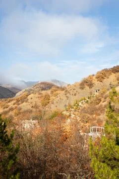 Autumn in the mountains, the path leads to a Stock Photos