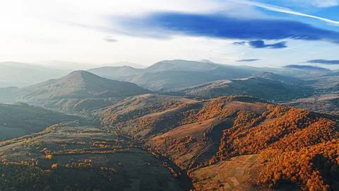 Autumn mountains. View from above. Stock Photos