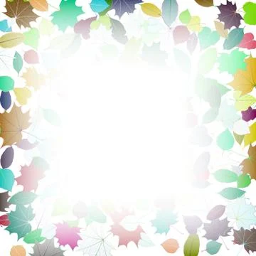 Autumn multicolor Leaves frame template. Stock Illustration