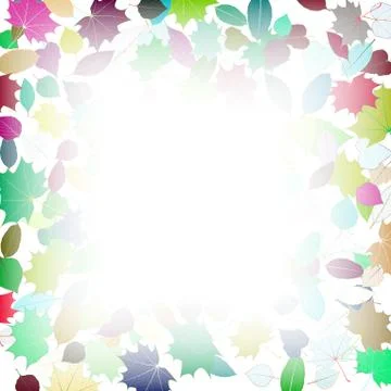 Autumn multicolor Leaves frame template. Stock Illustration