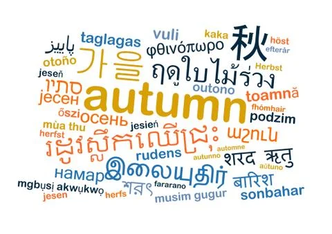 Autumn multilanguage wordcloud background concept Illustrazione stock