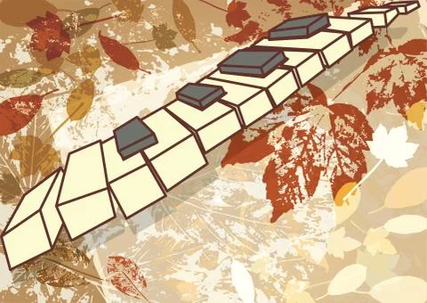 Autumn music vector background retro style frame Stock Illustration
