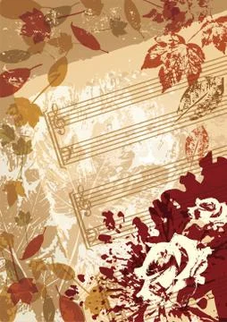 Autumn music vector background retro style frame Stock Illustration