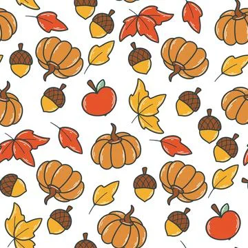 Autumn natural seamless pattern vector illustration 스톡 일러스트