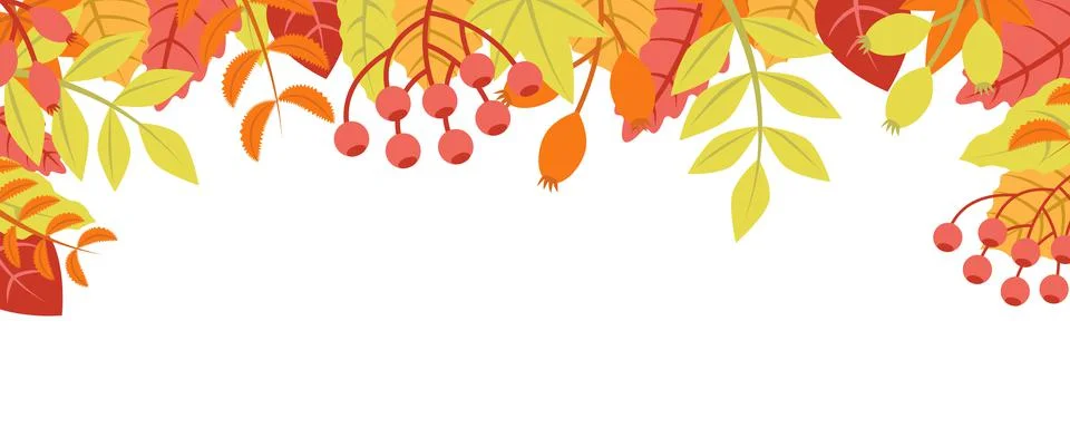 Autumn nature background with leafage pattern concept. Horizontal web banner  Foto stock
