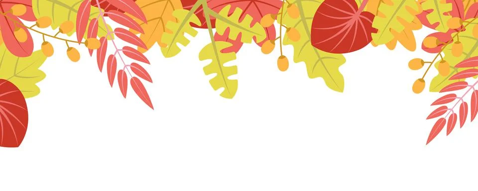 Autumn nature background with leafage pattern concept. Horizontal web banner  Foto stock