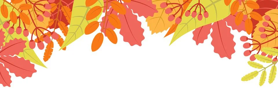Autumn nature background with leafage pattern concept. Horizontal web banner  Foto stock