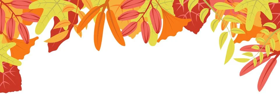 Autumn nature background with leafage pattern concept. Horizontal web banner  Foto stock