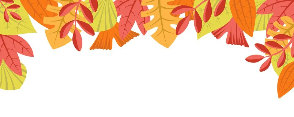 Autumn nature background with leafage pattern concept. Horizontal web banner  Foto stock