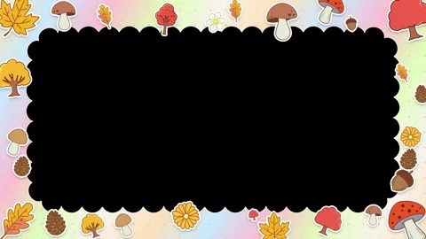 Autumn Nature Border Frame Loop with Scalloped Edge Stock Footage 345118080